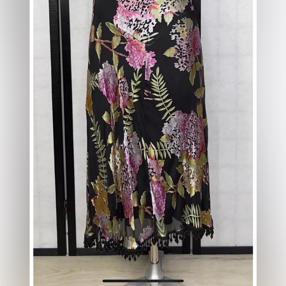 Vintage Betsy Johnson Vibrant Tropical Print Silk Strapless Beaded Dress 10 - Picture 2 of 8